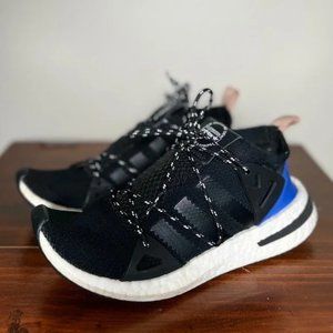 Adidas Womens Black, White & Blue Running Shoes with The 3 Stripes Size 7.5